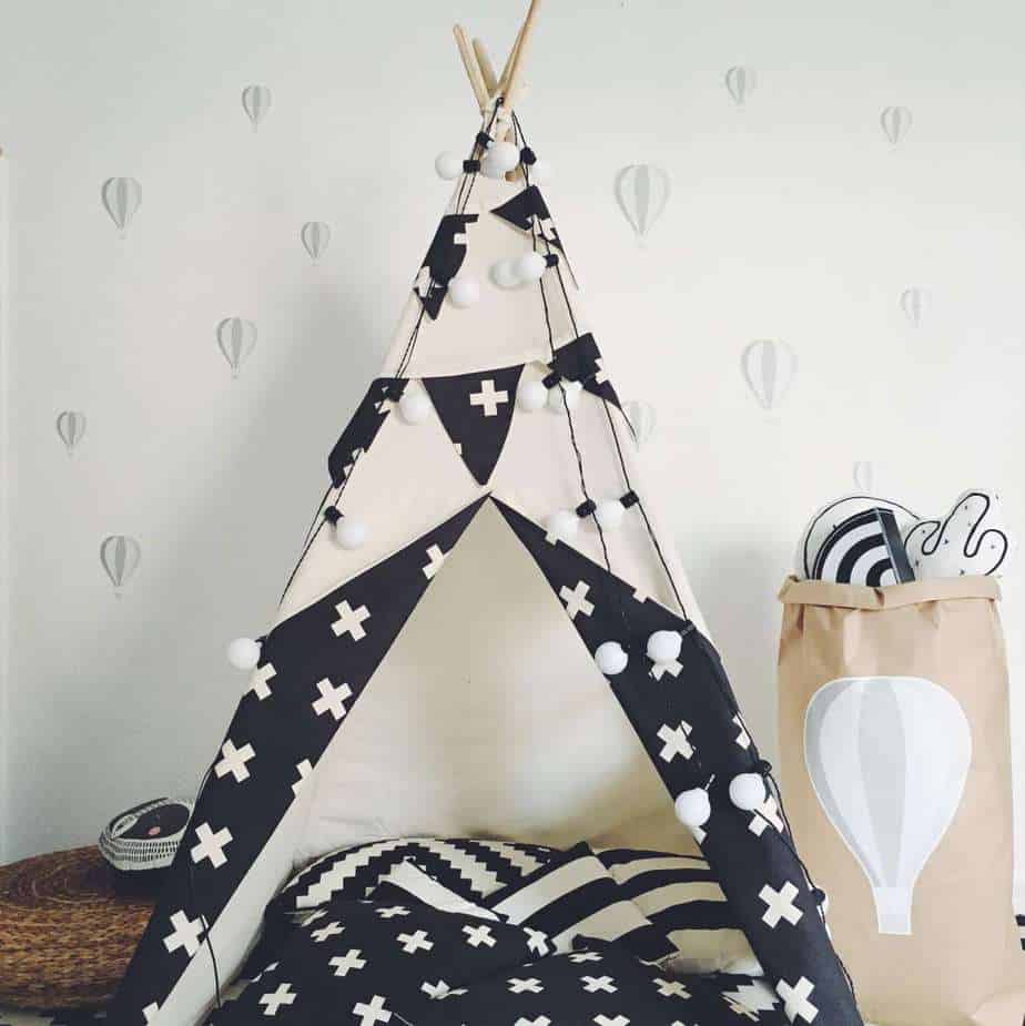 Tipi with white crosses
