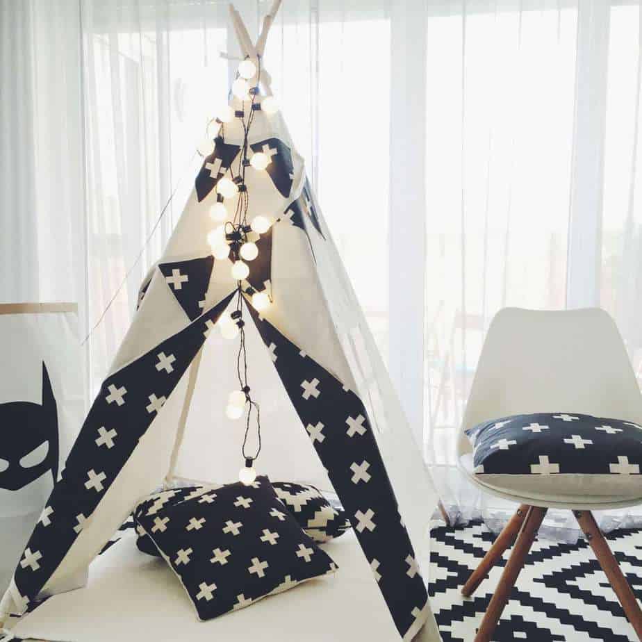 Tipi with white crosses