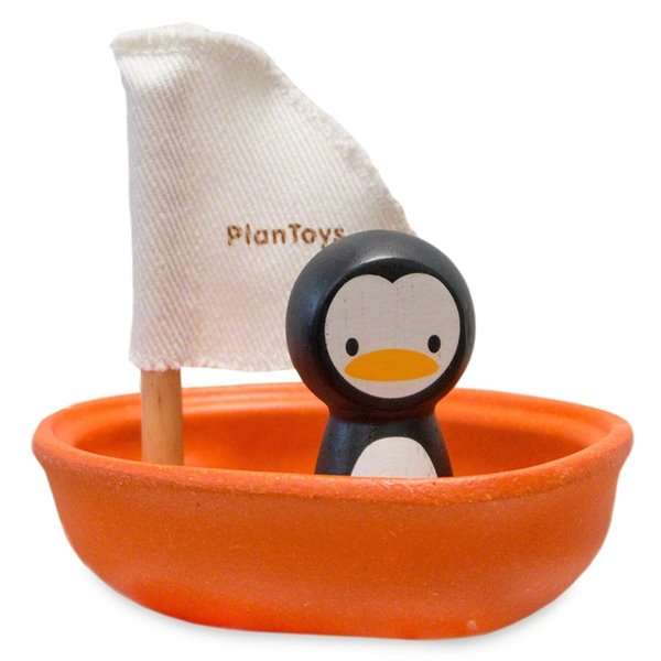 Plan Toys bath toy sailing boat penguin